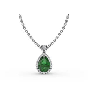 Emerald and Diamond Teardrop Necklace