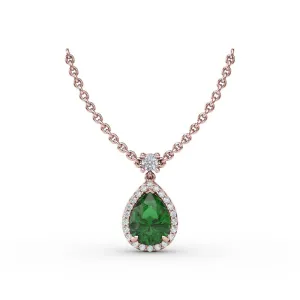 Fana Emerald and Diamond Teardrop Necklace