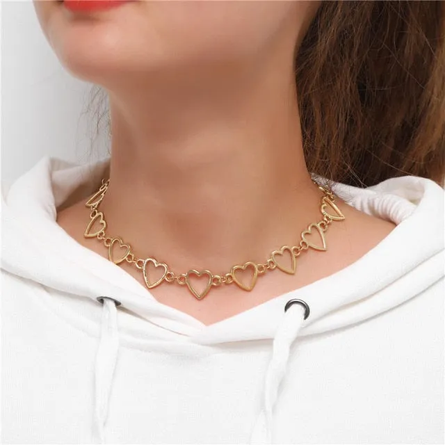 Fashion Gold Color Punk Round Circle Thick Chain Choker Necklace Collar Statement Necklace Clavicle for Women Men Party Jewelry