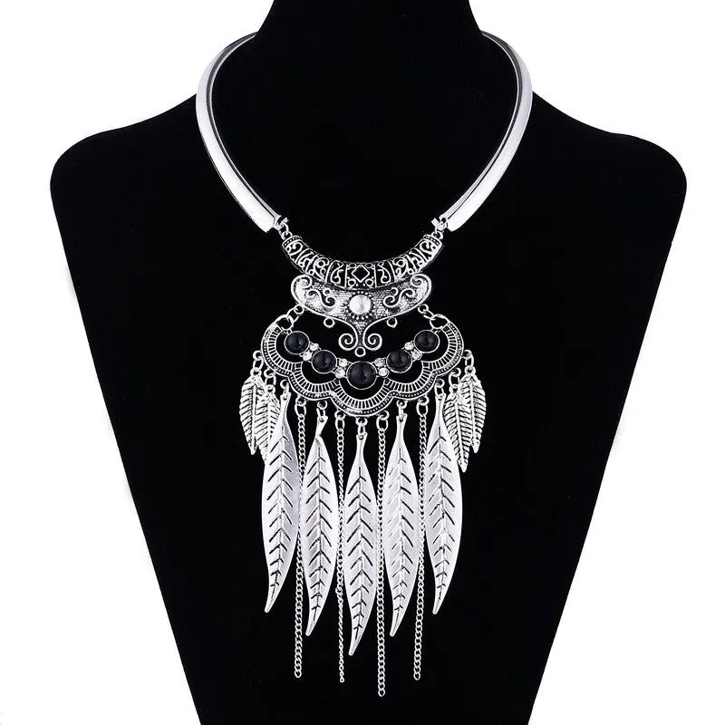 Fashion Gypsy Colar Choker Bohemian Necklace Collier Femme Jewelry Leaf Tassel Maxi Statement Necklaces & Pendants Collares