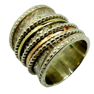 Fidget Ring for women. Silver Gold Meditation Band.