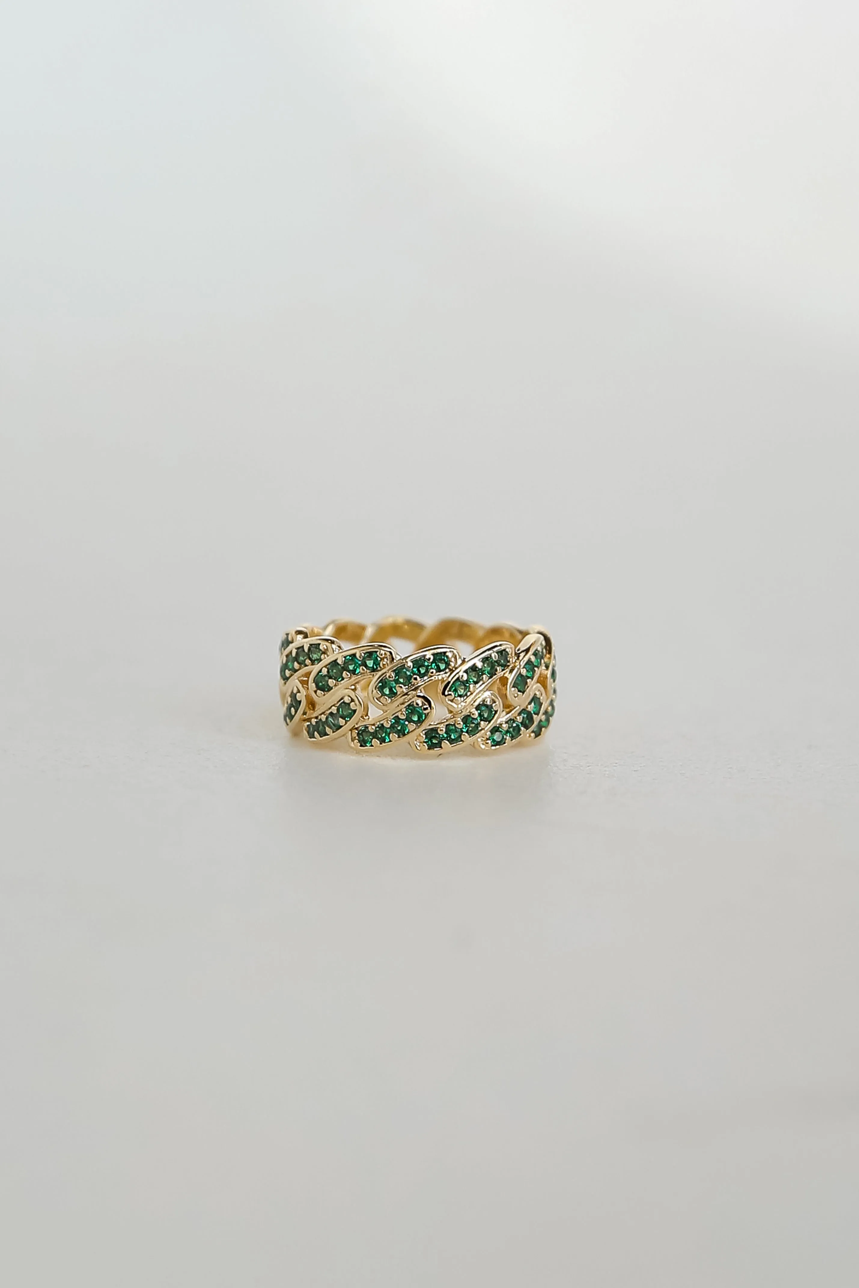 FINAL SALE - Amelia Green Rhinestone Chainlink Ring