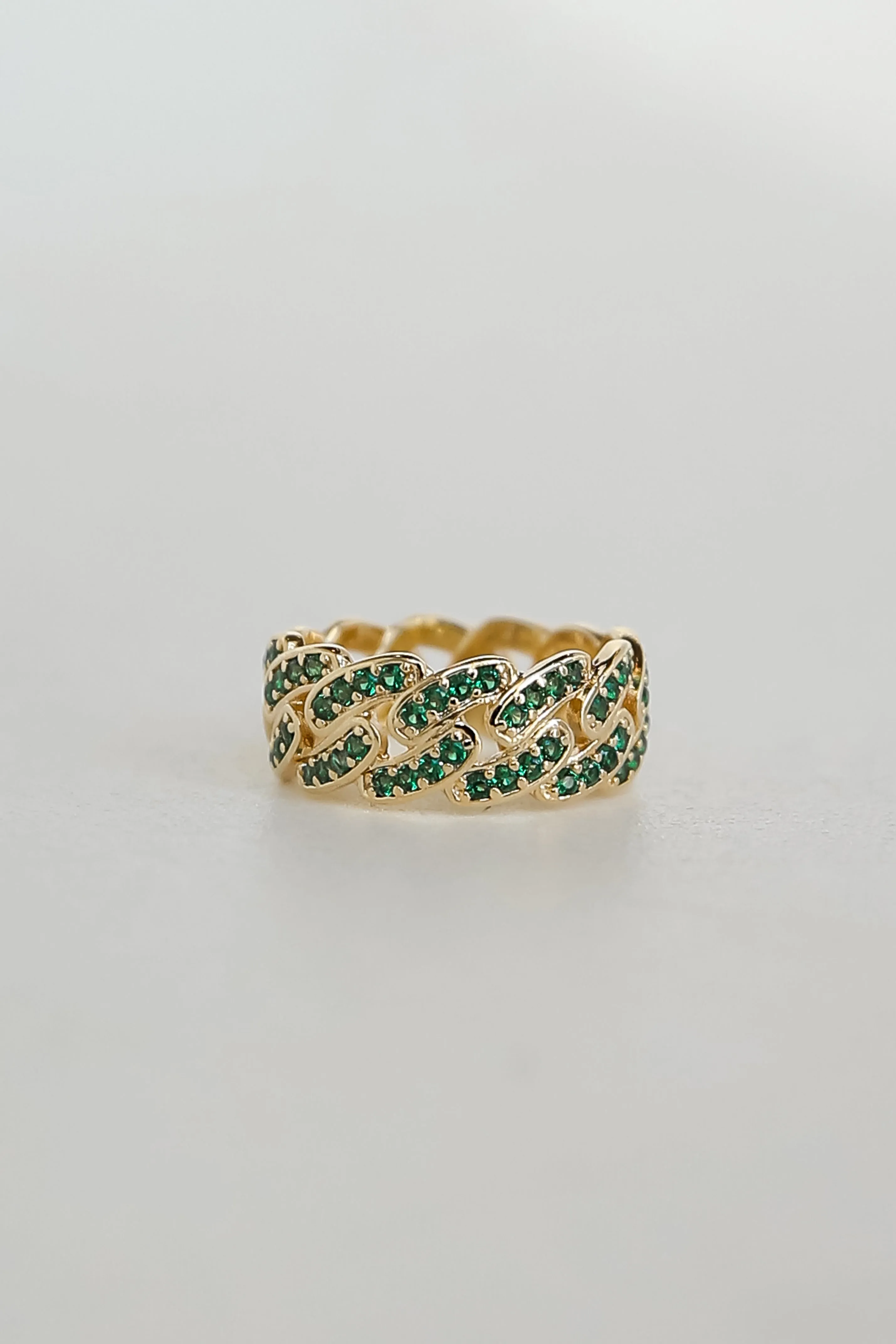 FINAL SALE - Amelia Green Rhinestone Chainlink Ring