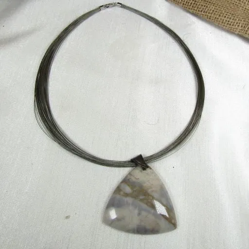 Flower Jasper Pendant on Mult-strand Neck wire Classic