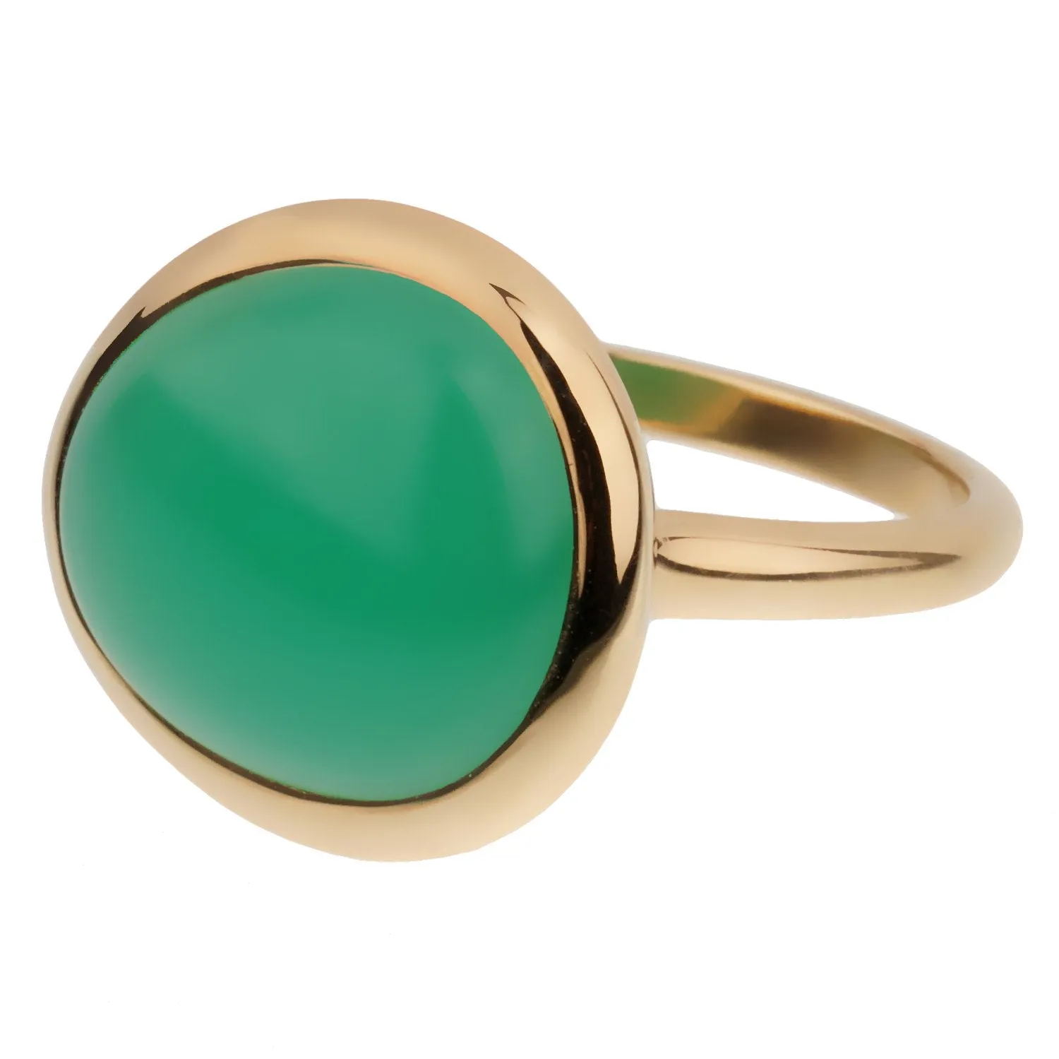 Fred of Paris 7ct Chrysoprase Cabochon Yellow Gold Cocktail Ring Size 6 1/2