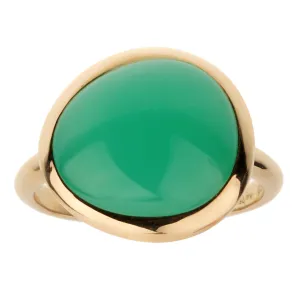 Fred of Paris 7ct Chrysoprase Cabochon Yellow Gold Cocktail Ring Size 6 1/2