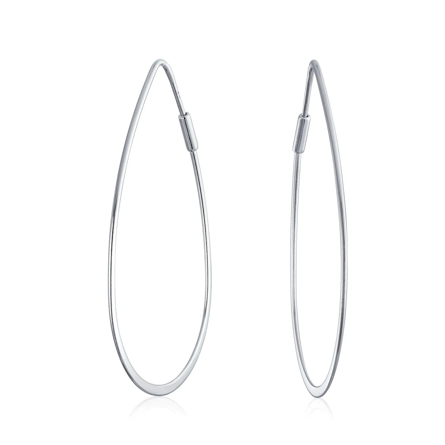 Geometric Chain Crescent Moon Dangling Earrings .925Sterling Silver