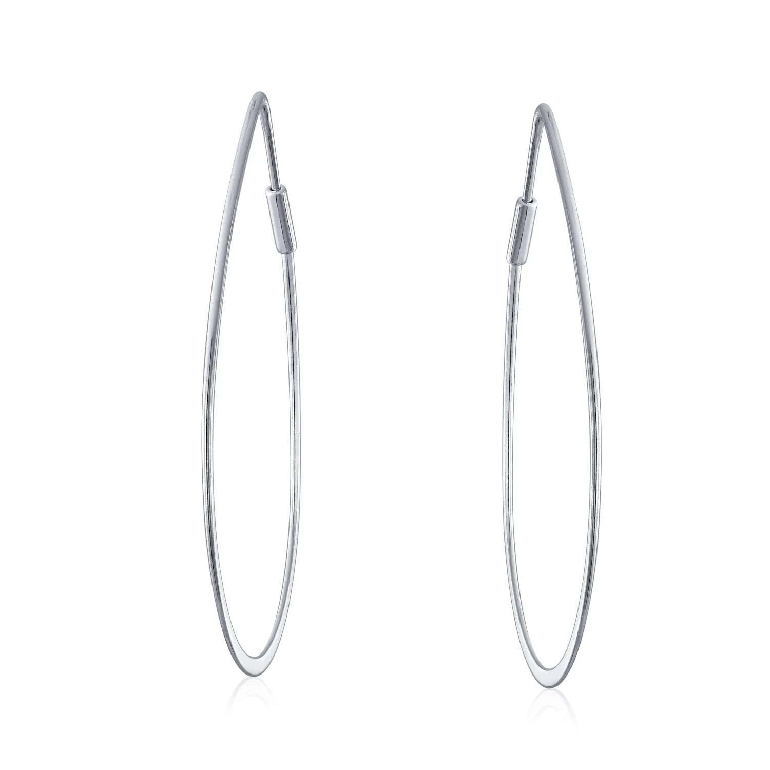 Geometric Chain Crescent Moon Dangling Earrings .925Sterling Silver