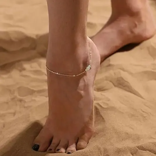 Gold Bead Ankle Bracelets