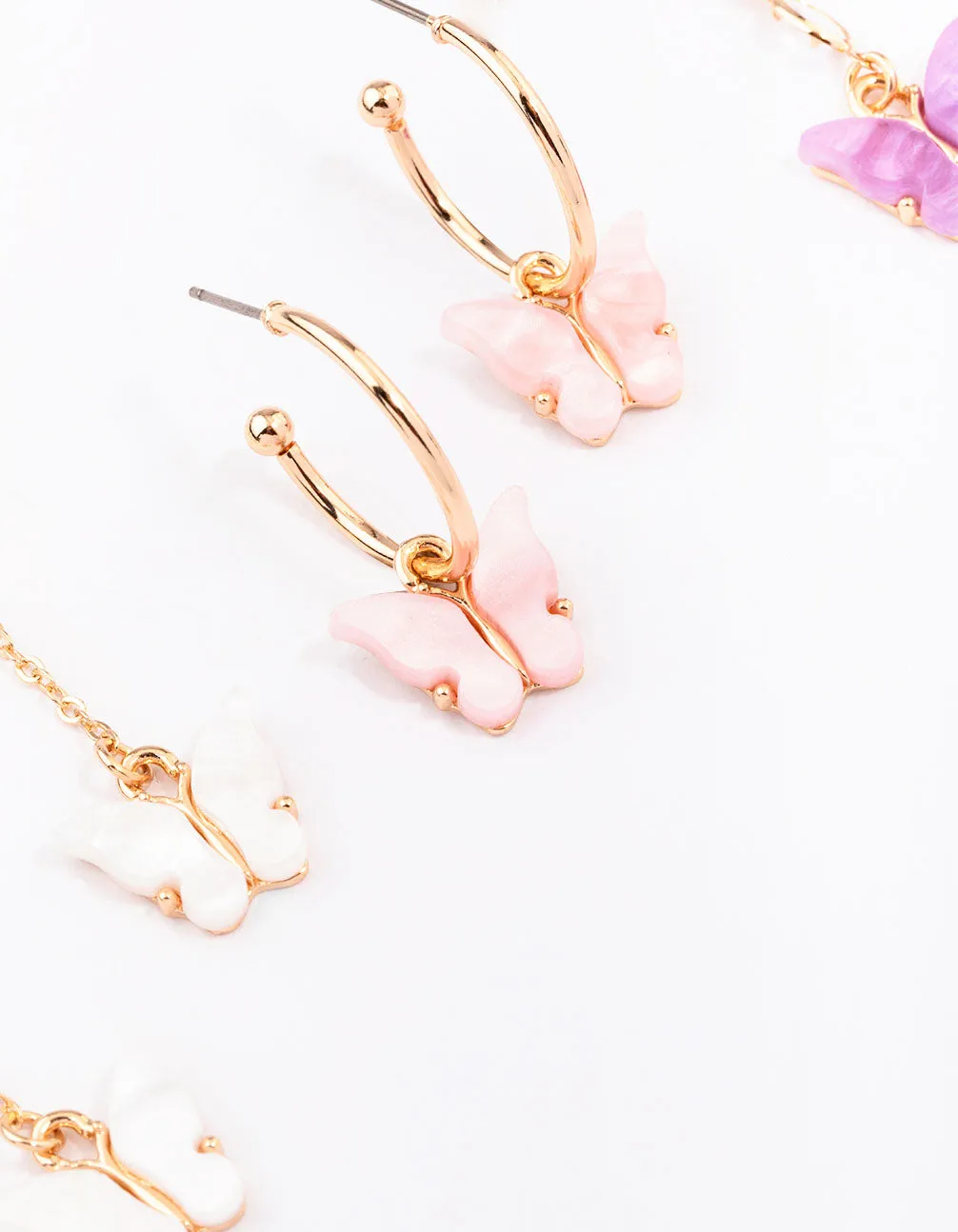 Gold Butterfly Drop Earring 3-Pack