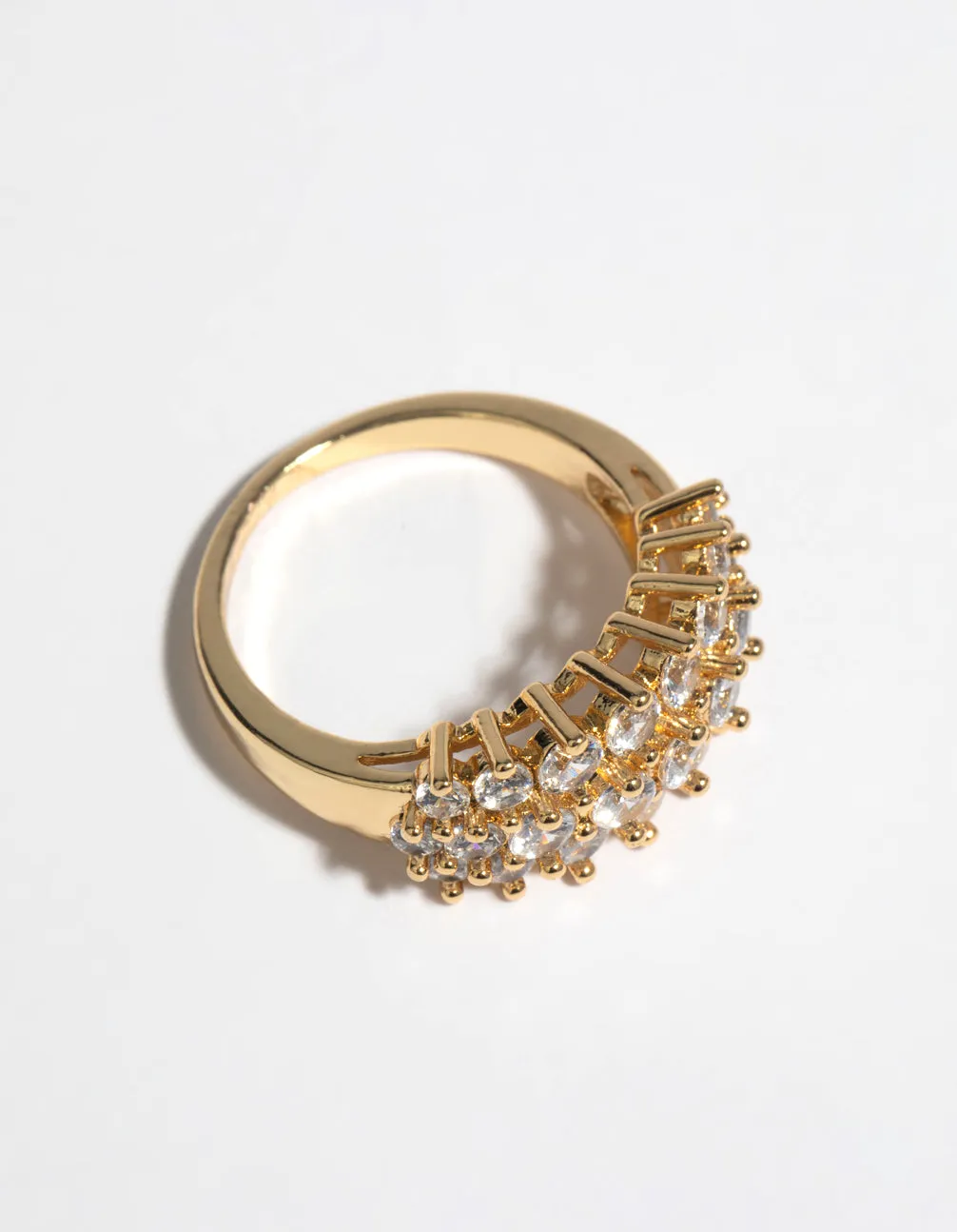 Gold Cubic Zirconia Cluster Ring