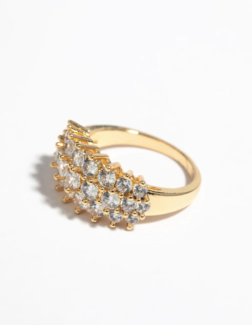 Gold Cubic Zirconia Cluster Ring