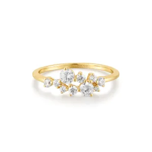 Gold Flower Cluster Pavé Ring