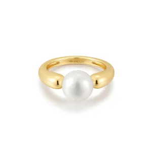 Gold Freshwater Sphere Pearl Ring