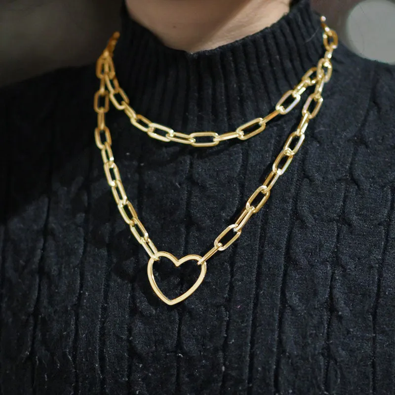 Gold Geometric Two Layer Choker Necklace