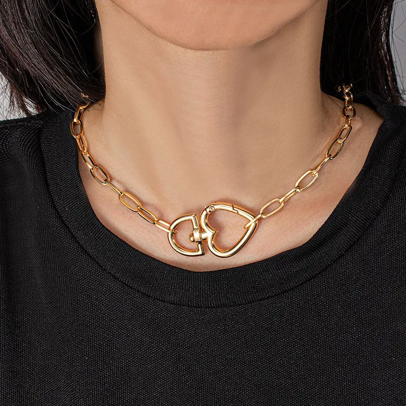 Gold Geometric Two Layer Choker Necklace