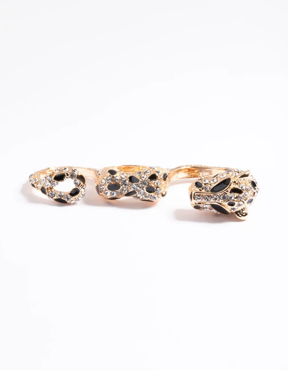 Gold Leopard Double Finger Ring