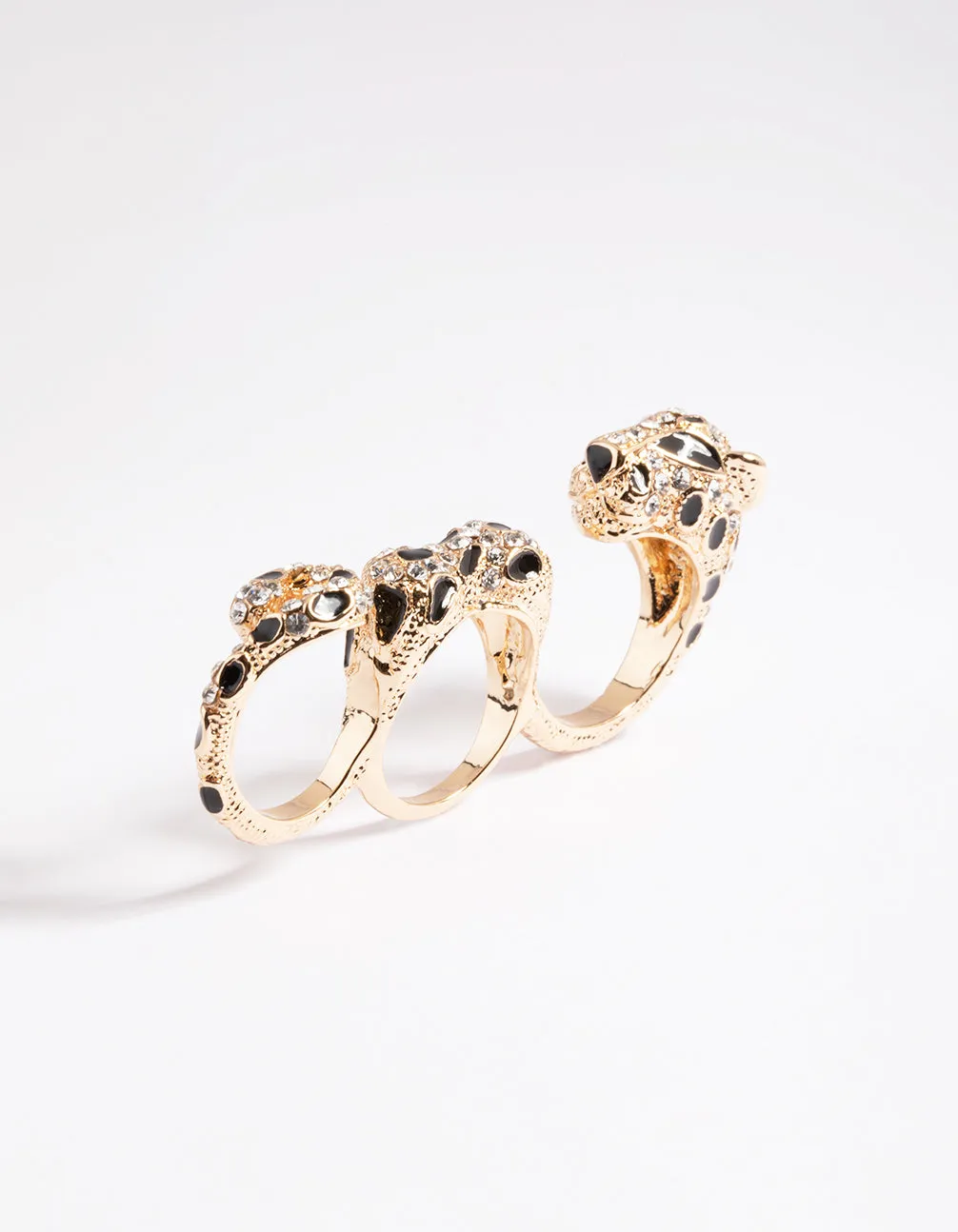 Gold Leopard Double Finger Ring