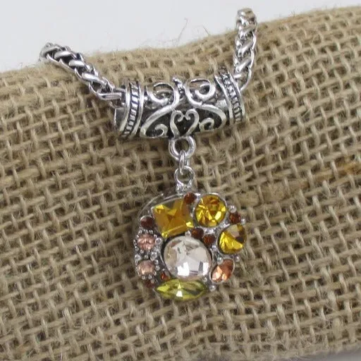 Gold Multi-stone Crystal Pendant Necklace