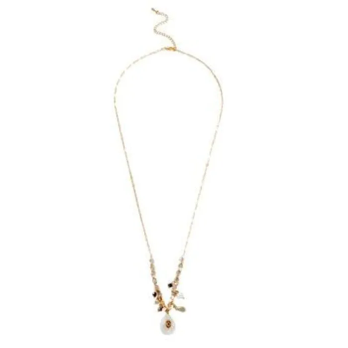 Gold Plated Natural Stone Drop Long Necklace