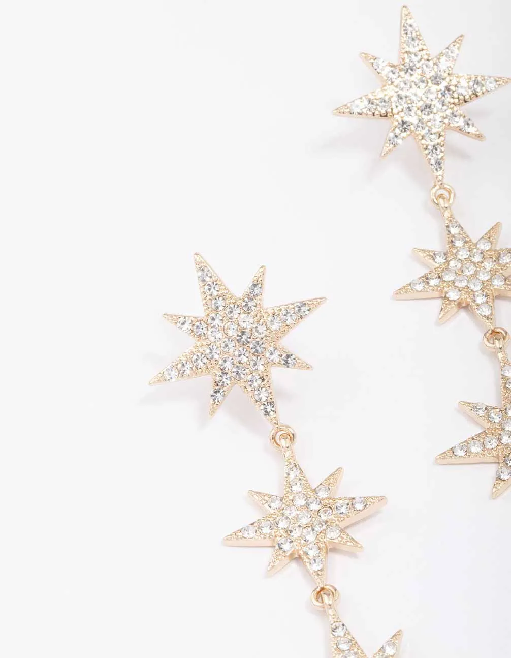 Gold Statement Diamante Star Drop Earrings