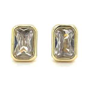 Golden Bezel Set Cz Earrings