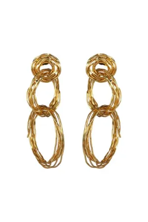 Goldplated Brass Spiral Double Hoop Clip Earrings