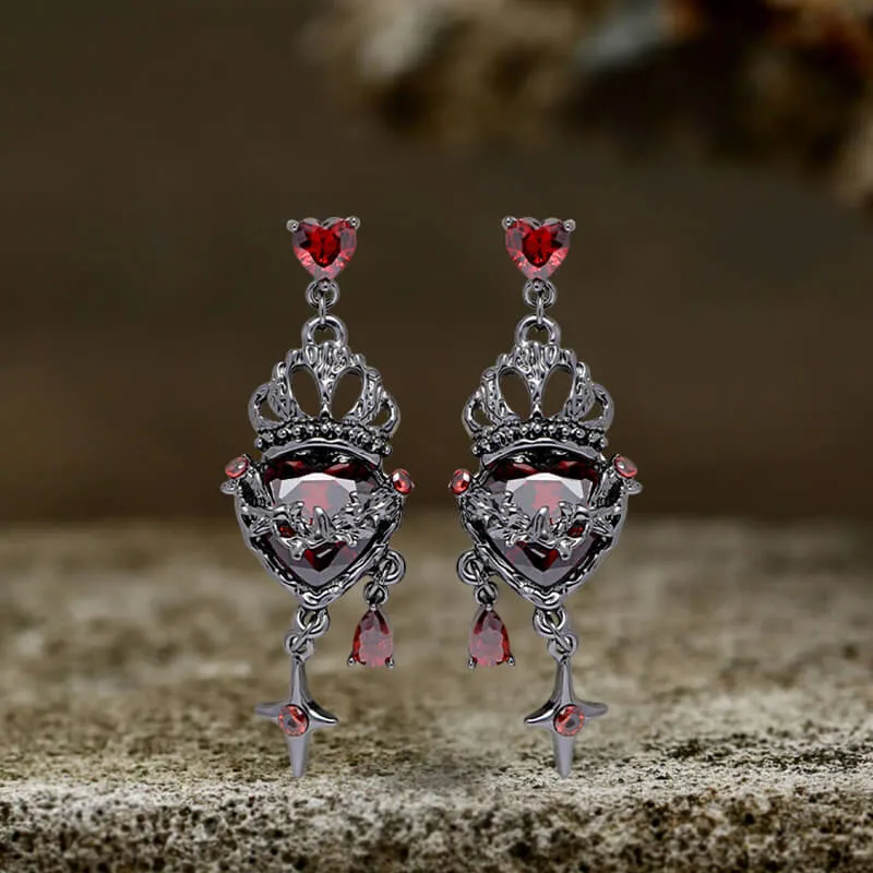 Gothic Crown Heart Four-Pointed Star Alloy Earrings