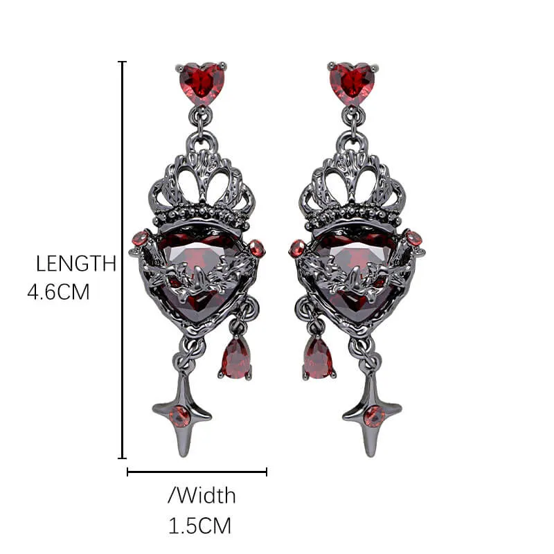 Gothic Crown Heart Four-Pointed Star Alloy Earrings