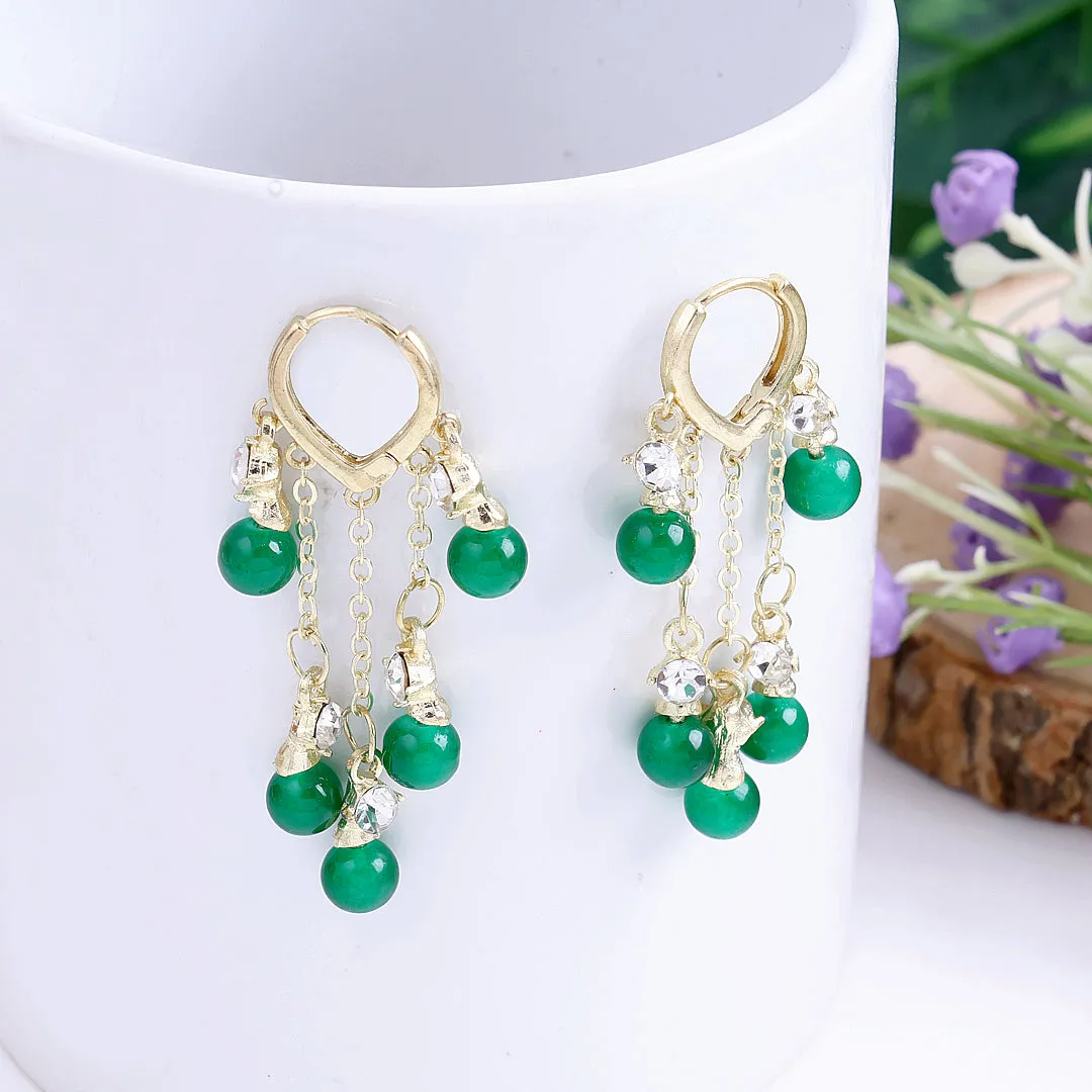 Green Pearl Drop Earrings