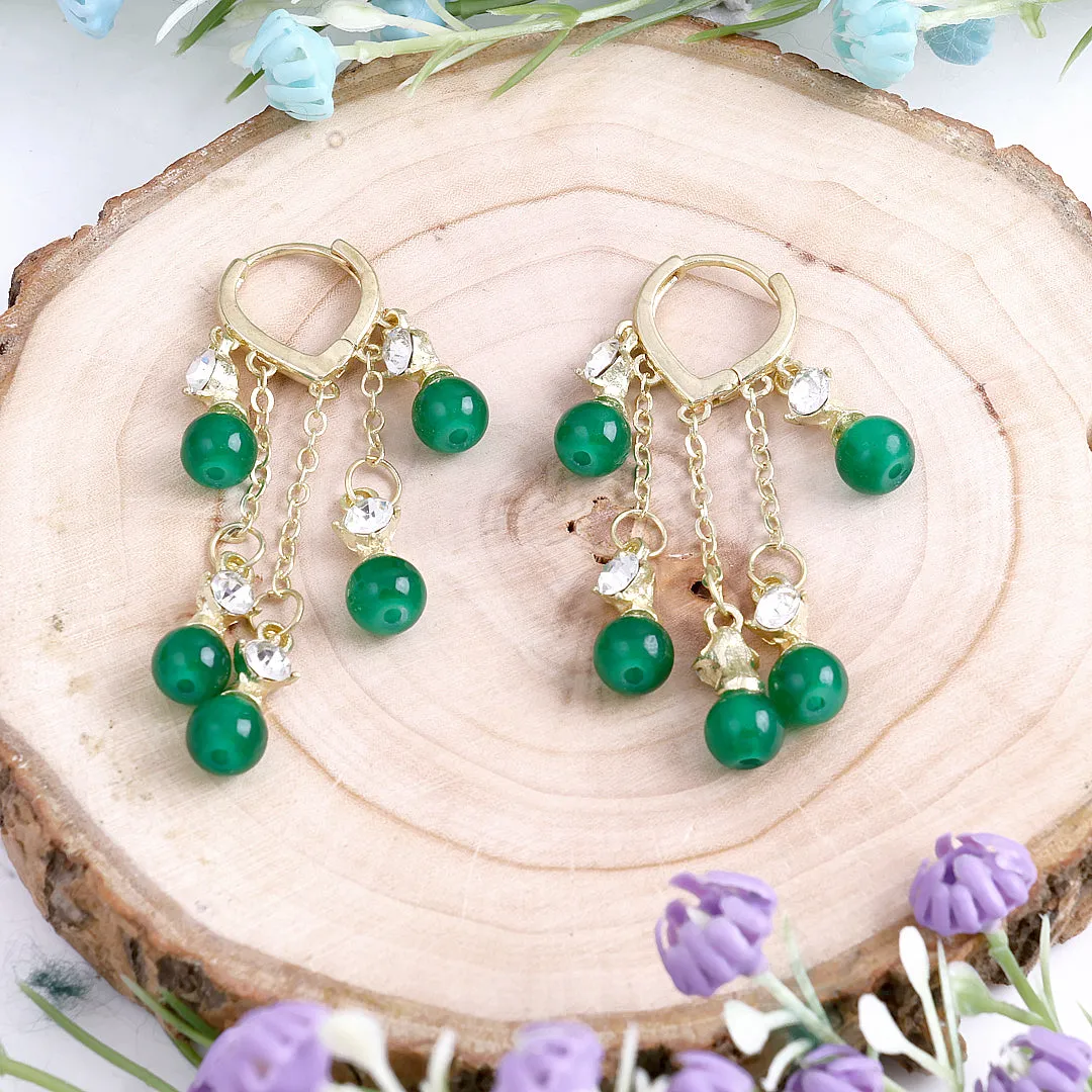 Green Pearl Drop Earrings