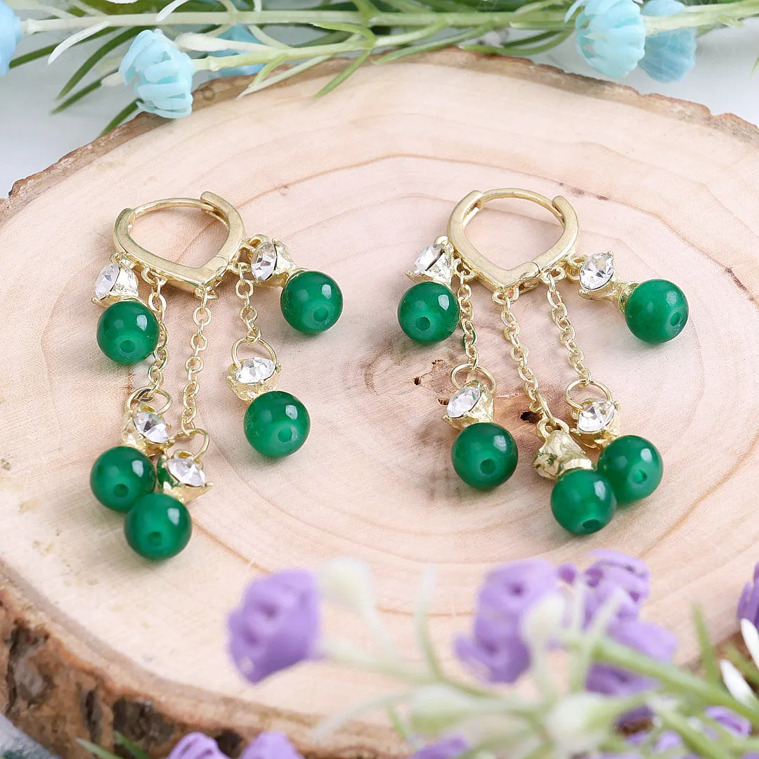 Green Pearl Drop Earrings