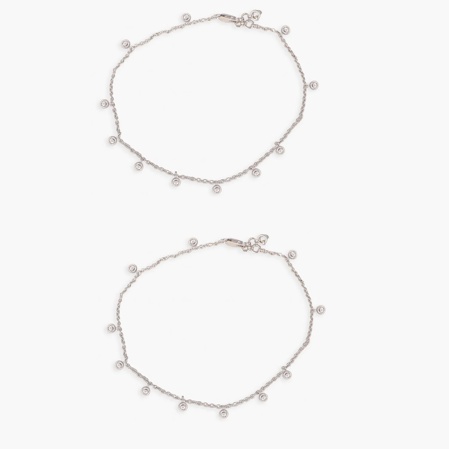 Halo Delicate CZ Silver Anklets