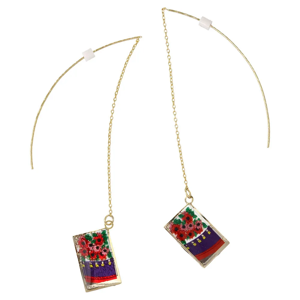 Hanafuda Card Threader Earrings