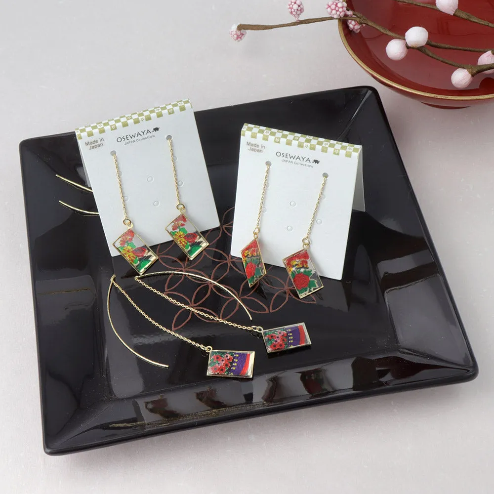 Hanafuda Card Threader Earrings