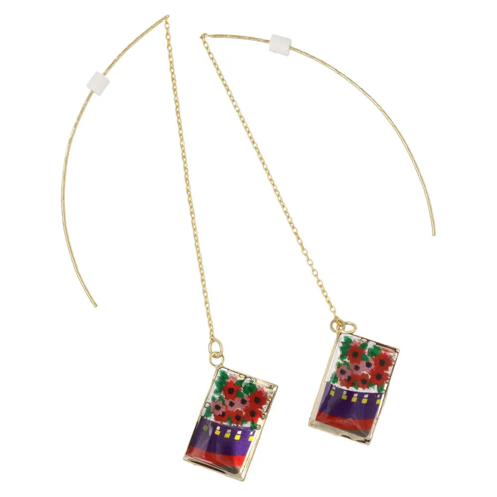 Hanafuda Card Threader Earrings