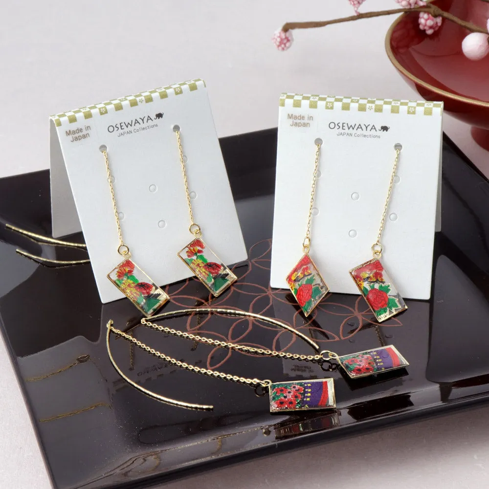 Hanafuda Card Threader Earrings