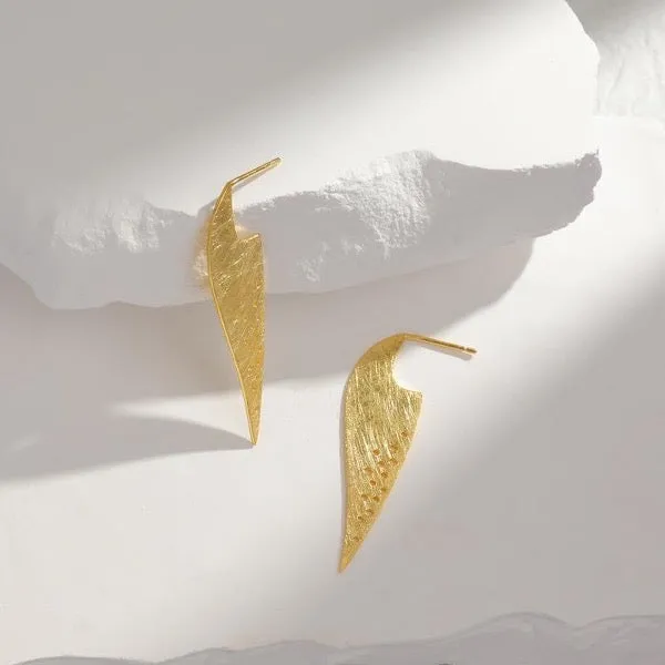 Handmade Luxurious Frosted Leaf Earrings