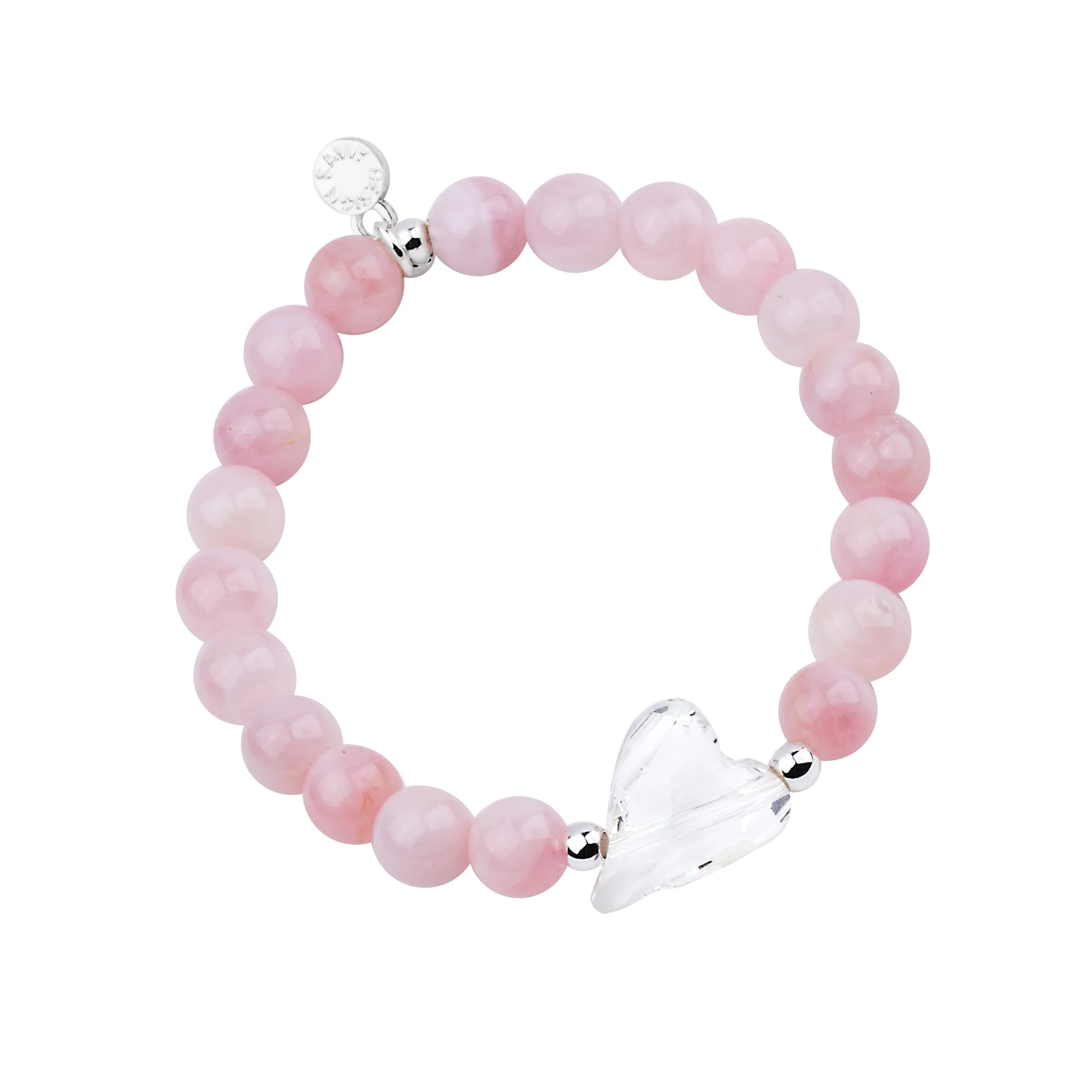 Heart - Amore | Stone Beaded Charm Bracelet | Rose Quartz - Love