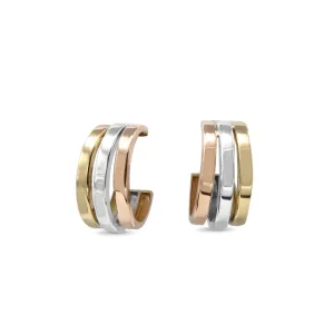 Hoop Earrings - 18ct White, Yellow & Rose Gold