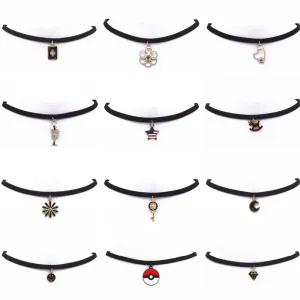 Hot new torques Bijoux Plain Black Velvet Leather crystal pendant Maxi statement Chokers Necklace for women 2016 jewelry