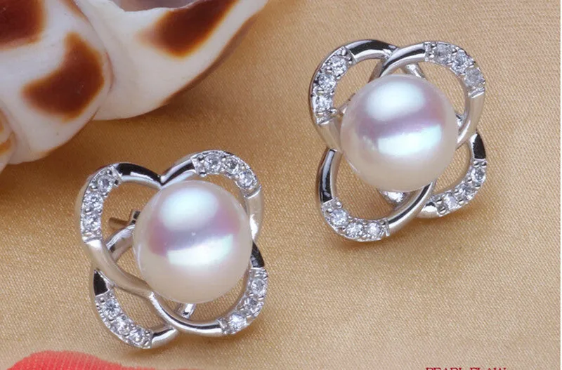 Hot selling natural pearl jewelry set for women fashion top quality 925 sterling silver necklace&earrings