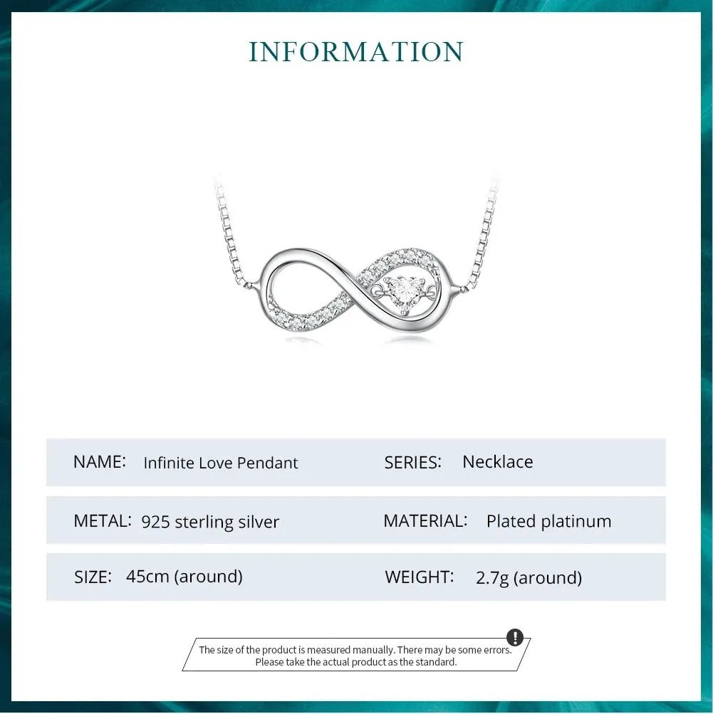 Infinity Love Family Forever Short Chain Necklace for Women Clear CZ 925 Sterling Silver Fashion Jewlery