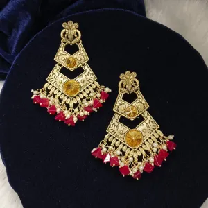 JewelMaze Crystal Stone Gold Plated Dangler Earrings