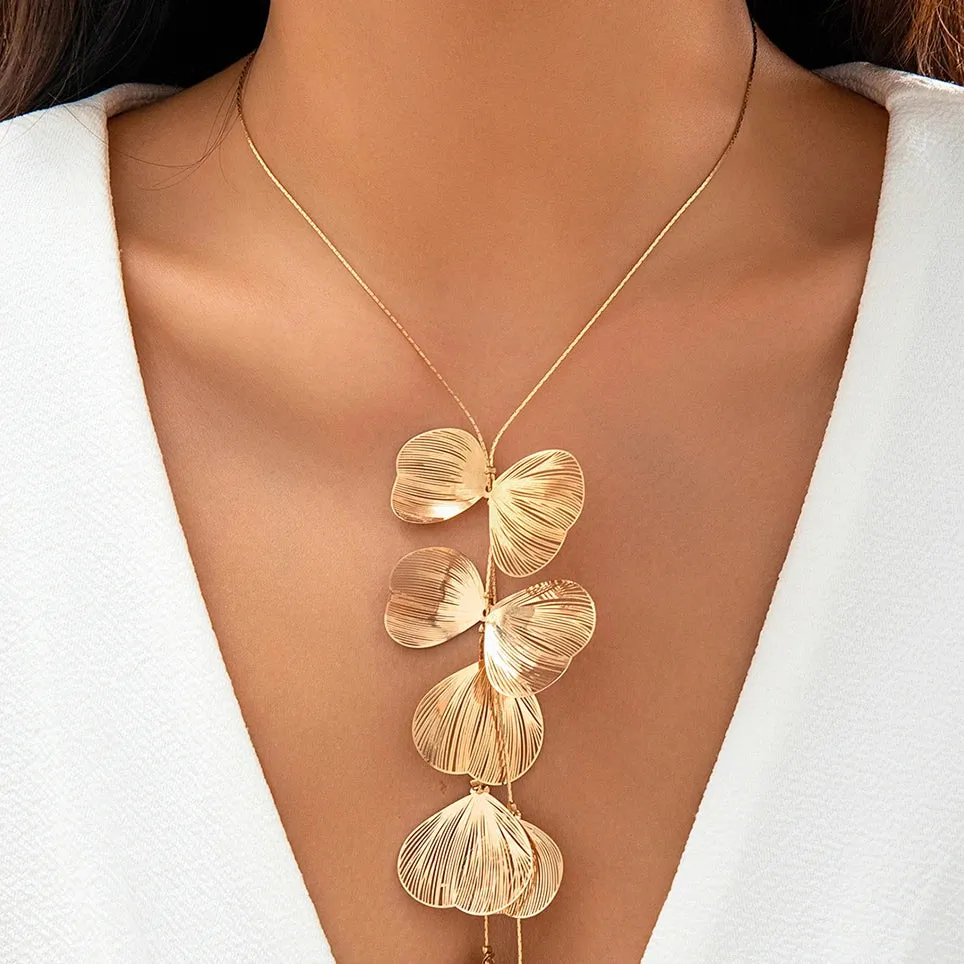 Kpop Flower Petal Bridal Snake Long Chest New Necklace