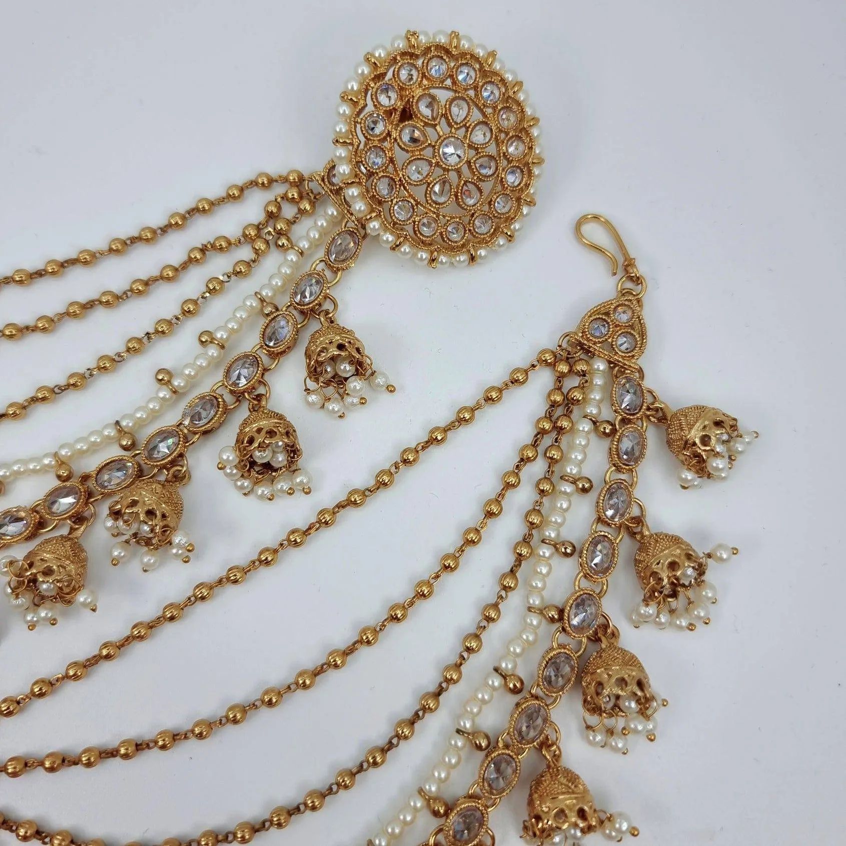 Kriti Earrings tops with Heavy earring Chains - Clear