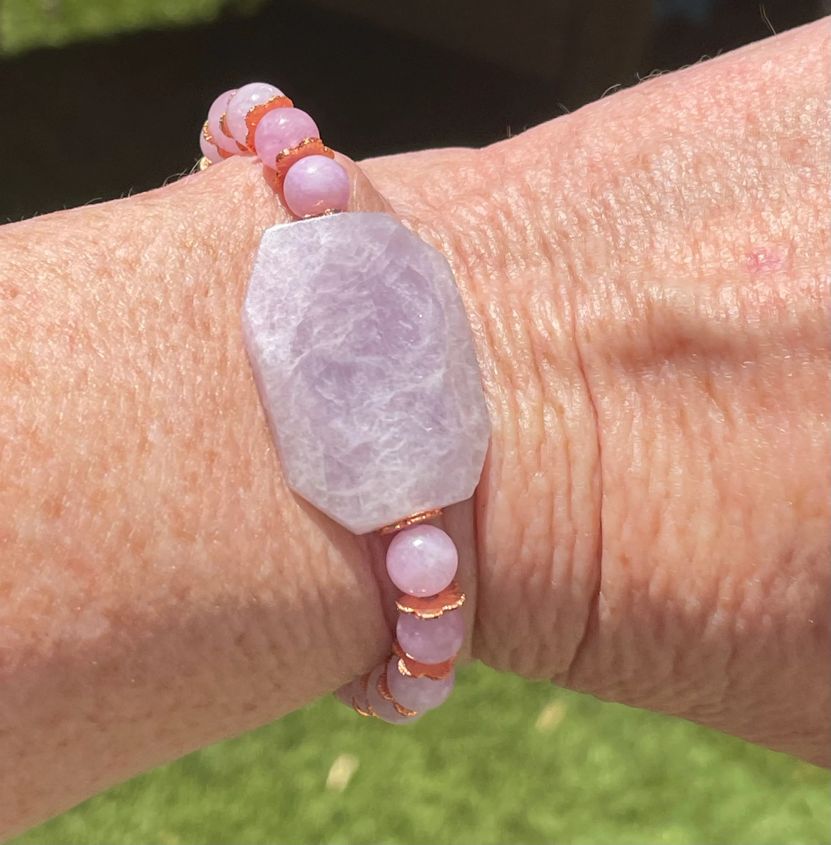 Kunzite and Copper Bracelet