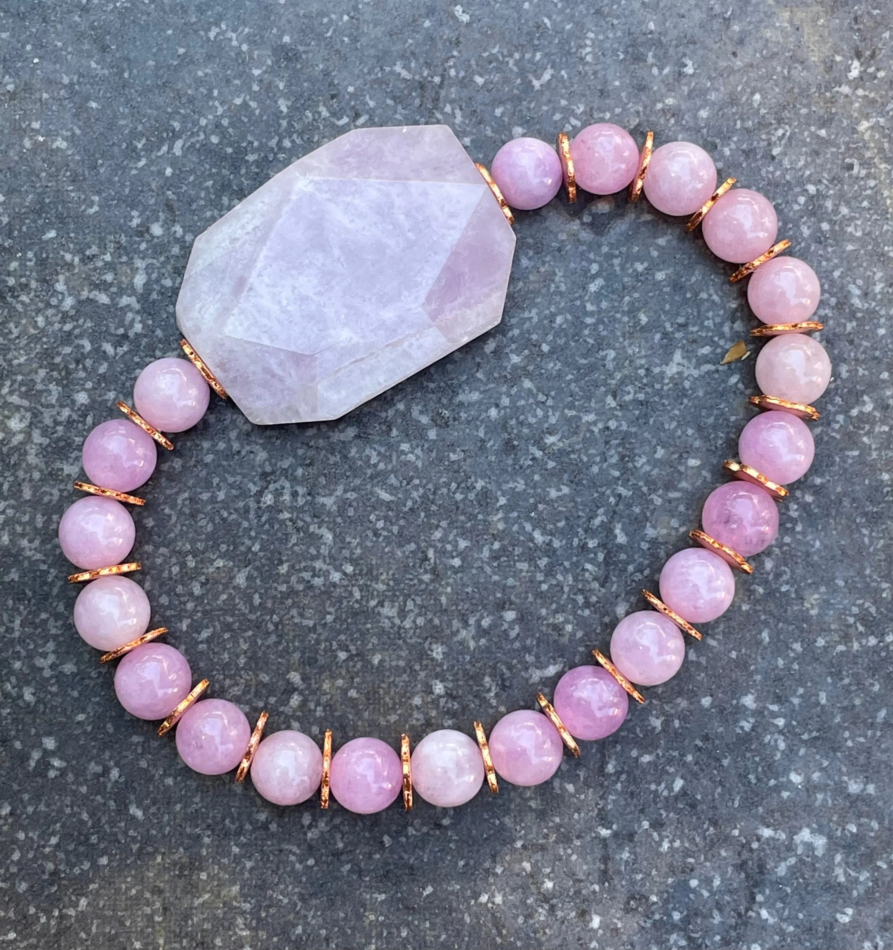 Kunzite and Copper Bracelet