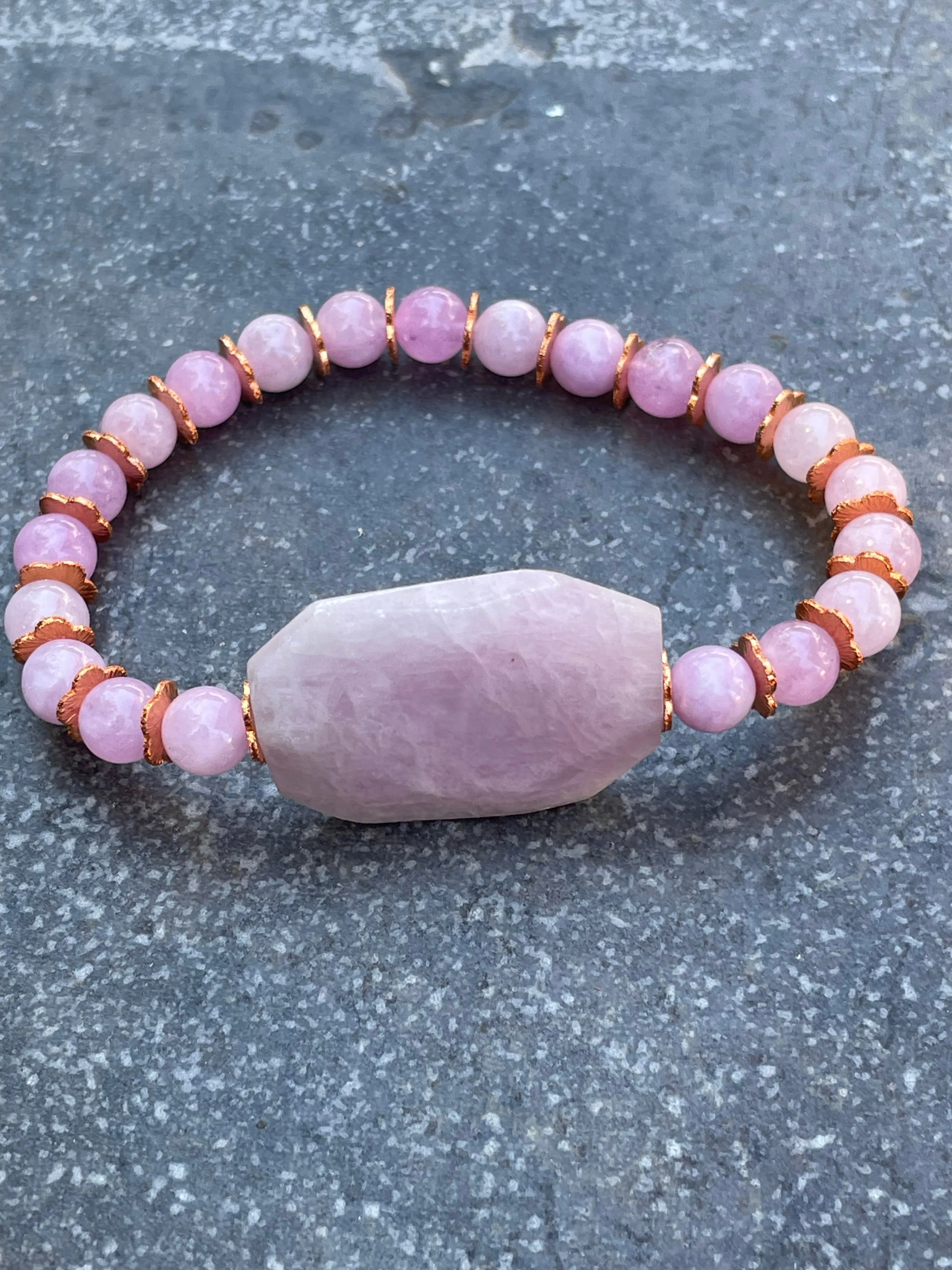 Kunzite and Copper Bracelet