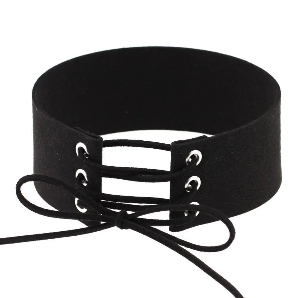 Lace-Up Velvet Choker In 11 Colors / Big Chunky Gothic Choker Necklace / Neck Jewelry